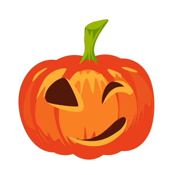 Vector isolated pumpkin. Halloween design, emotion, laughing, smiling,  evil, winking smile. Jack lantern for website, flier, invitation card, sticker — Stock Vector