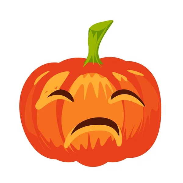 Vector isolated pumpkin. Halloween design, emotion,  sad, scary, winking, screwing up smile. Jack lantern for website, flier, invitation card, sticker — Stock Vector