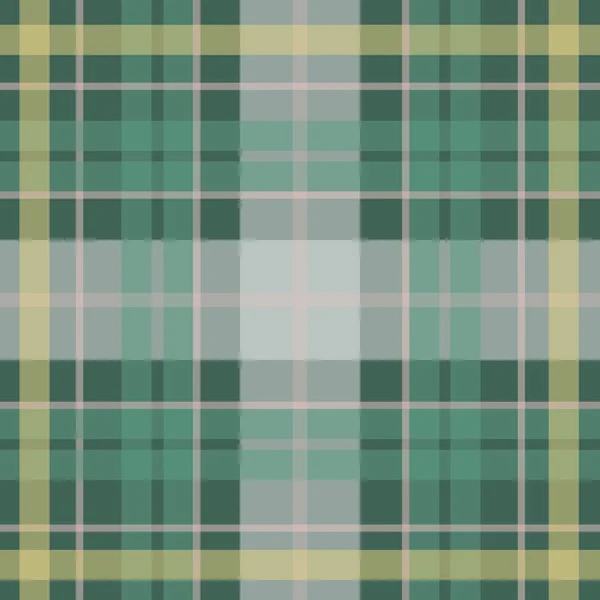 Patrón de tartán escocés sin costura vectorial en verde, amarillo, blanco. Diseño de bebé celta británico o irlandés para textiles, telas o para envolver, fondos, papel pintado, sitios web — Archivo Imágenes Vectoriales