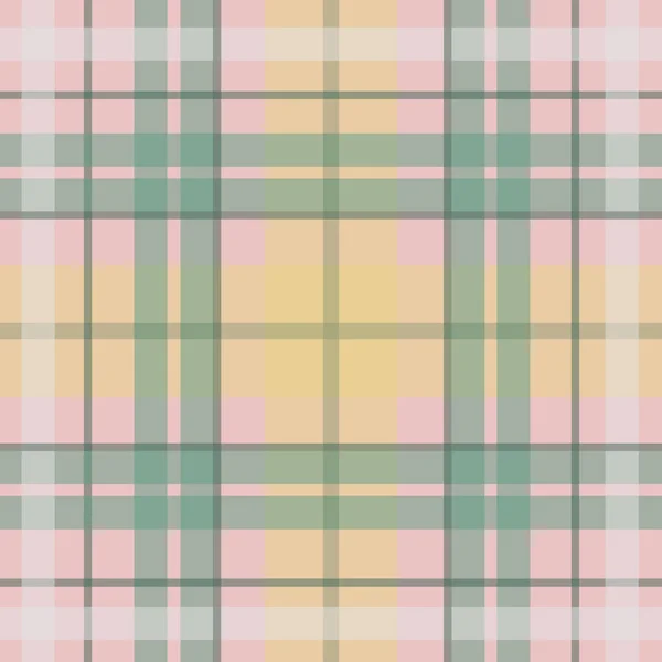 Patrón de tartán escocés sin costura vectorial en rosa tierno, amarillo, verde. Diseño de bebé celta británico o irlandés para textiles, telas o para envolver, fondos, papel pintado, sitios web — Archivo Imágenes Vectoriales