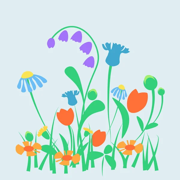 Vector Våren Eller Sommaren Trädgården Eller Skogen Blommor Enkel Design Vektorgrafik