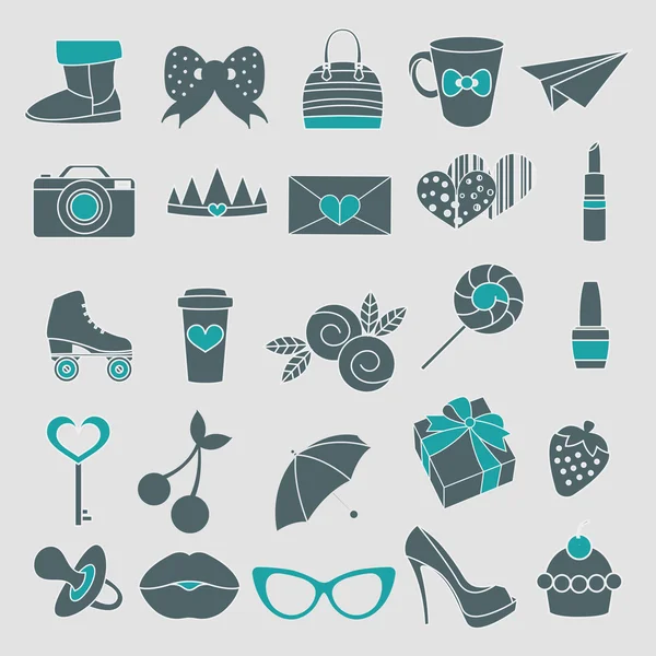 Vector isolated icons glamor stickers and labeles — Stock Vector