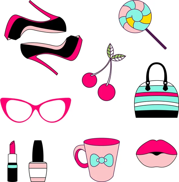 Vector icons of glamor stickers and labeles — Stock Vector
