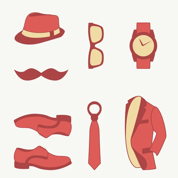 Vector illustration set of fashion accessories and style men clothing — Stock Vector