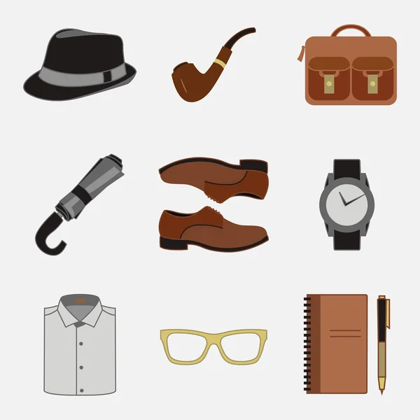Vector illustration set of fashion accessories and style men clothing — Stock Vector