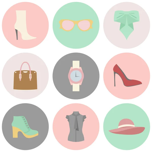 Iconos vectoriales concepto de diseño de accesorios de moda — Vector de stock