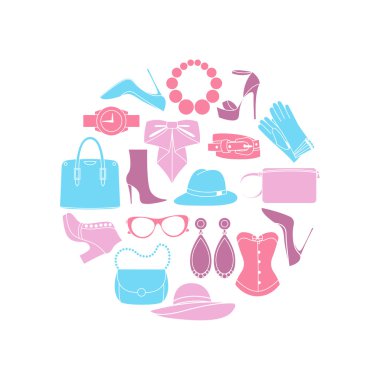 Tasarım simgeler moda ccessories kavramı