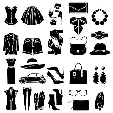Tasarım simgeler moda ccessories kavramı