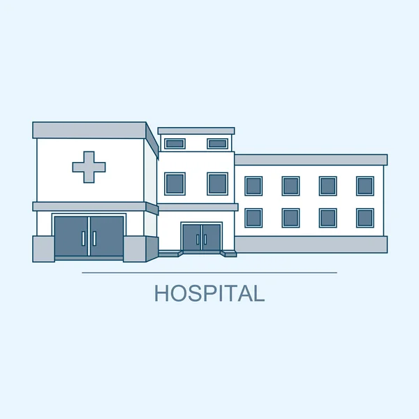 Vektorillustration mit zeitgenössischem mehrstöckigen Krankenhaus — Stockvektor
