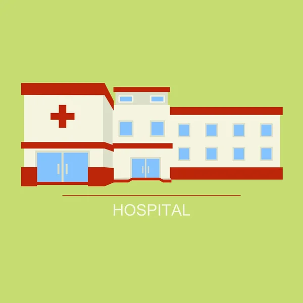 Ilustración vectorial con hospital contemporáneo de varios pisos — Archivo Imágenes Vectoriales