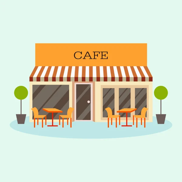 Illustration vectorielle du bâtiment restaurant et café icône plate — Image vectorielle