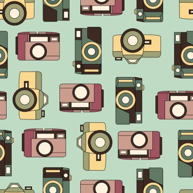Vektör renk retro sorunsuz fotoğraf makinesi ile çekim