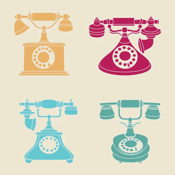 Conjunto de vetor retro vintage telefones a cores —  Vetores de Stock