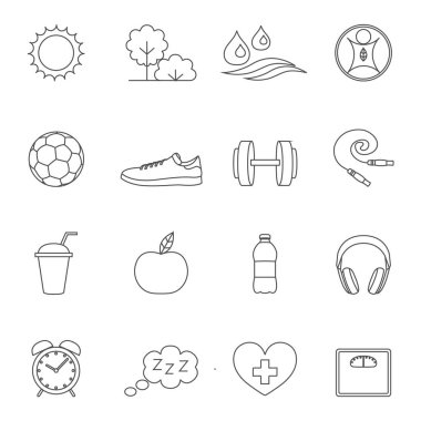 Sağlıklı yaşam konsepti ile gıda ve spor kutsal kişilerin resmi