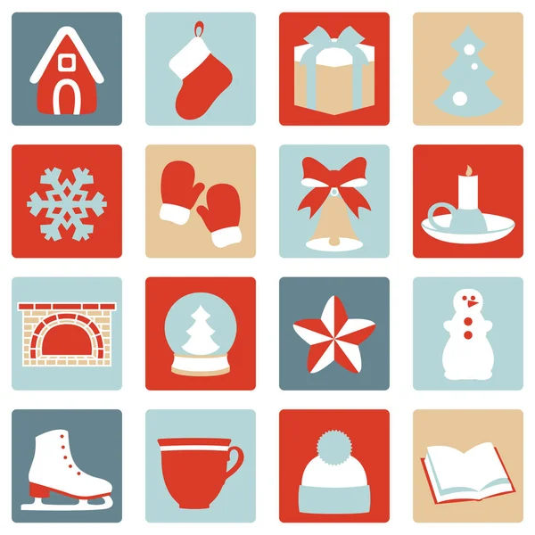 Stock vector ilustración de invierno y elementos de Navidad — Archivo Imágenes Vectoriales