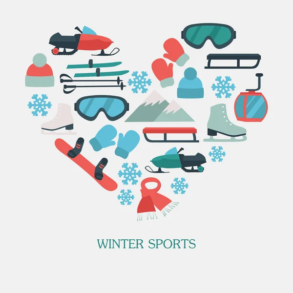 Coleção de atividades de ícones de inverno em estilo de design plano —  Vetores de Stock