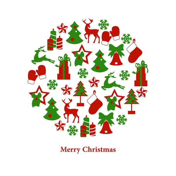 Collection d'éléments et de décorations de Noël colorés — Image vectorielle