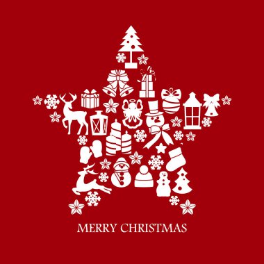 Yıldız siluet Noel öğeleri ve dekorasyon koleksiyonu