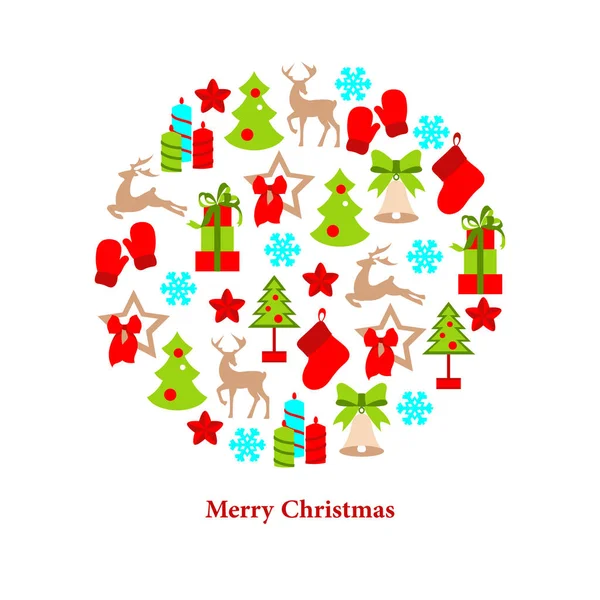 Színes karácsonyi elemek és díszítések gyűjteménye — Stock Vector