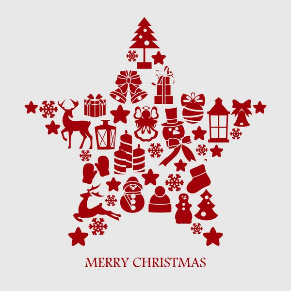 Collection d'éléments et de décorations de Noël en silhouette étoilée — Image vectorielle
