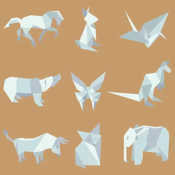 Vektor illustration av origami papper djur — Stock vektor