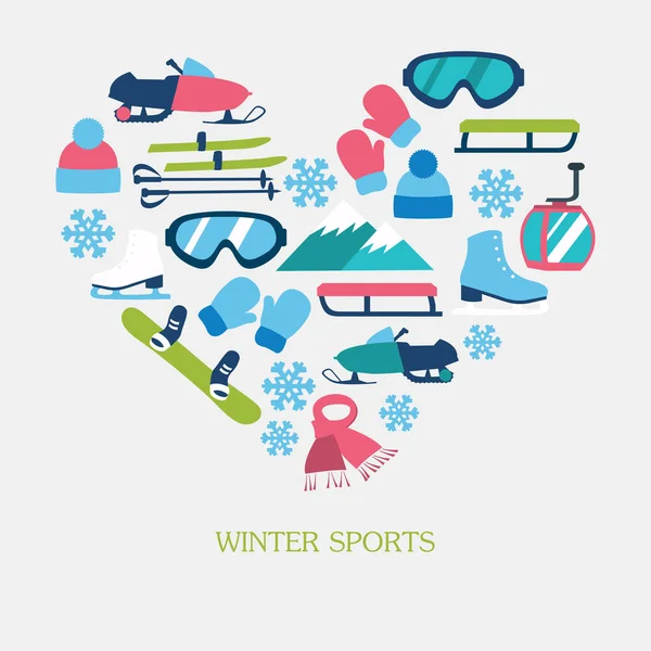 Collection of winter icons activities in flat design style — Stock Vector