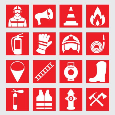 Yangın söndürme cihazları vektör çizim Icons set