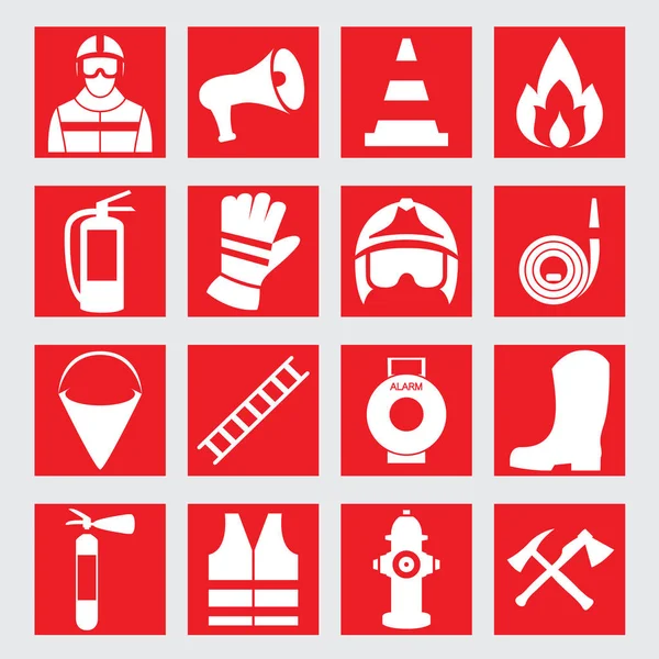 Zestaw ikon ilustracji wektorowych urządzenia gaśnicze — Wektor stockowy