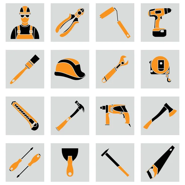 Iconos de colección de conjuntos vectoriales de ilustración vectorial de equipos constructores — Vector de stock