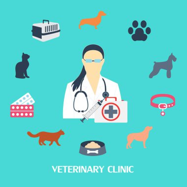 Veteriner Kliniği ile köpek ve kedi ve laboratuvar donatımı ayarla