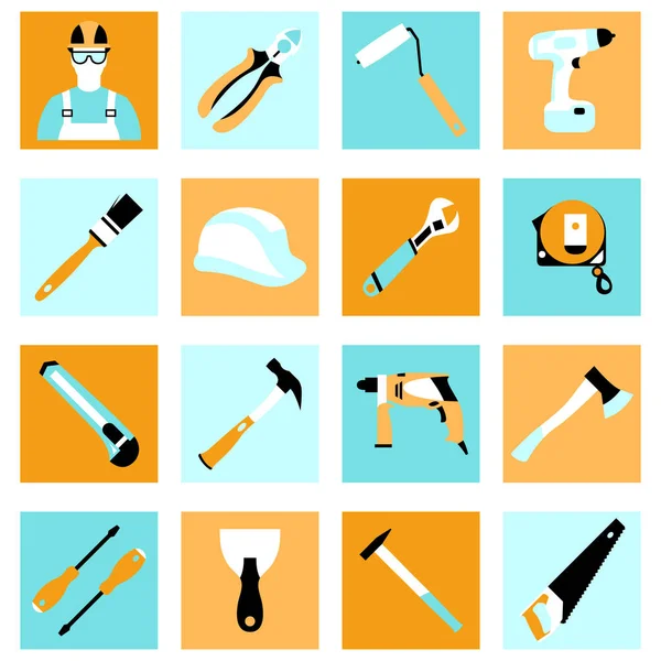 Iconos de colección de conjuntos vectoriales de ilustración vectorial de equipos constructores — Vector de stock