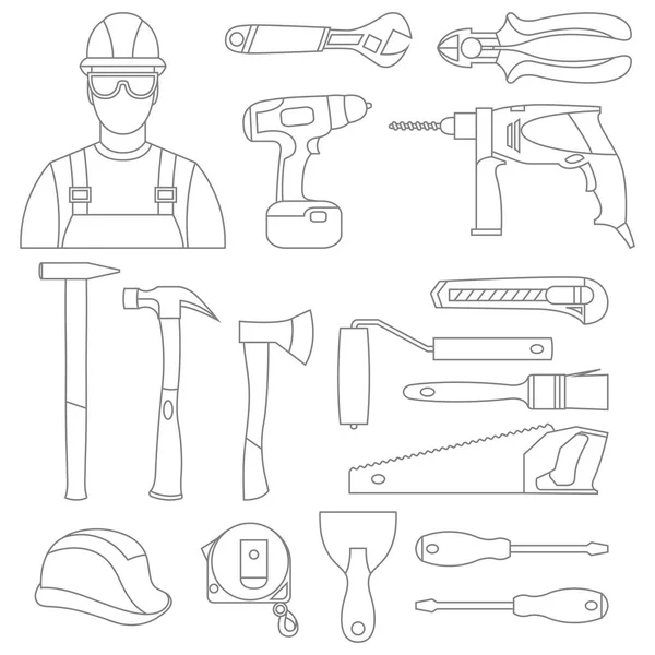 Iconos de colección de conjuntos vectoriales de ilustración vectorial de equipos constructores — Vector de stock