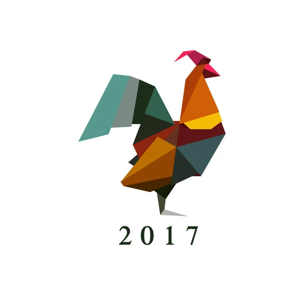 Vector illustration of origami silhouette of cock, rooster — Stock Vector