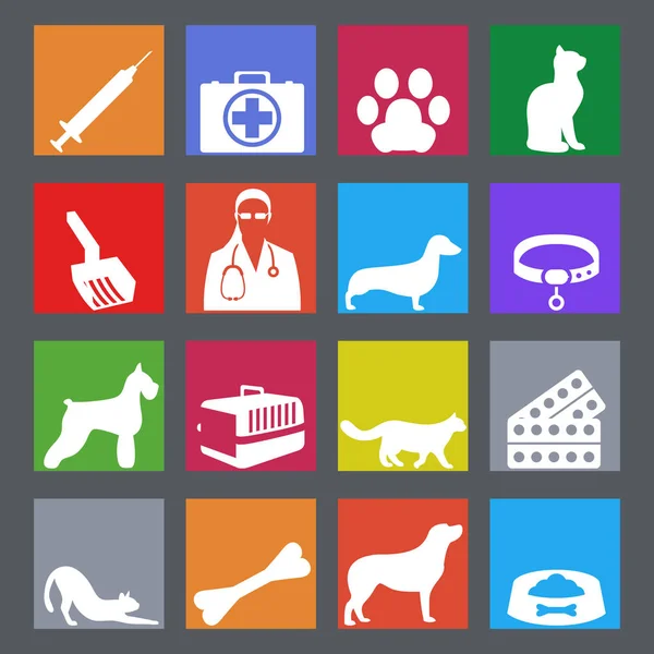 Conjunto de clínica veterinaria con perro y gato y equipo de laboratorio — Vector de stock