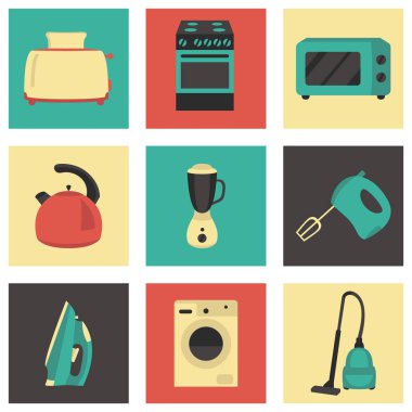 Ev aletleri tasarım düz simgeler vektör kümesi