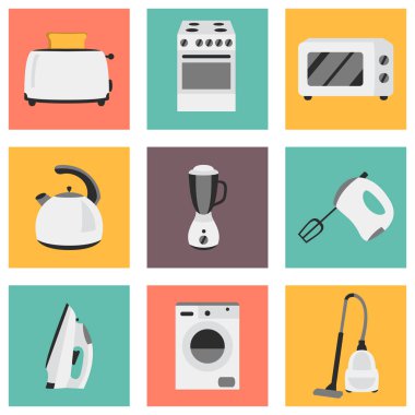 Ev aletleri tasarım düz simgeler vektör kümesi