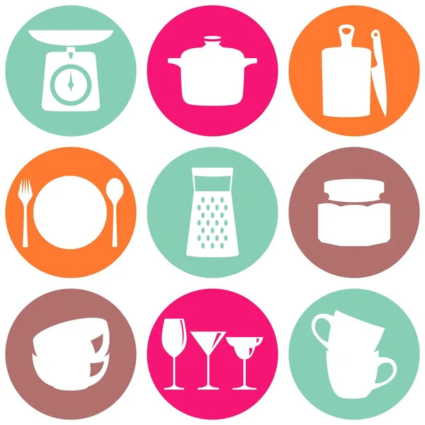 Mutfak eşyaları düz tasarım siluet simgeler koleksiyon vektör