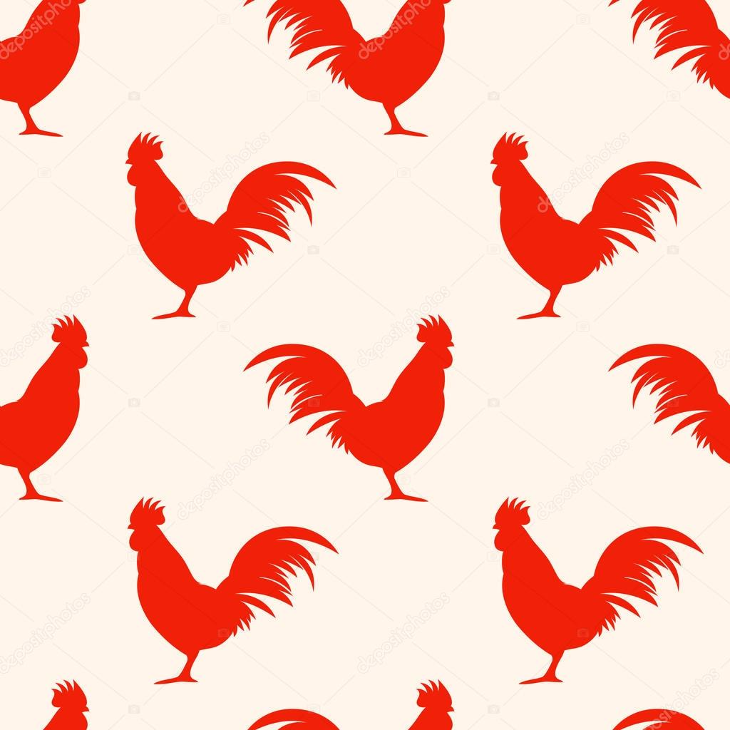 Seamless pattern background with roosters symbol vector