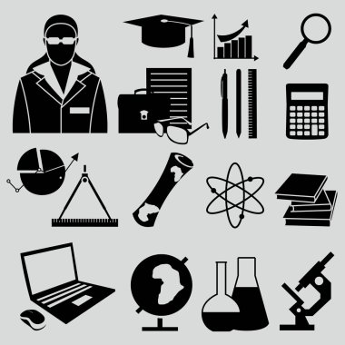 Düz Icons set öğrenme eğitim lise üniversite