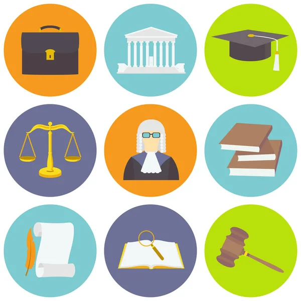 Hukuk simgeler vektör çizim düz stil ayarla