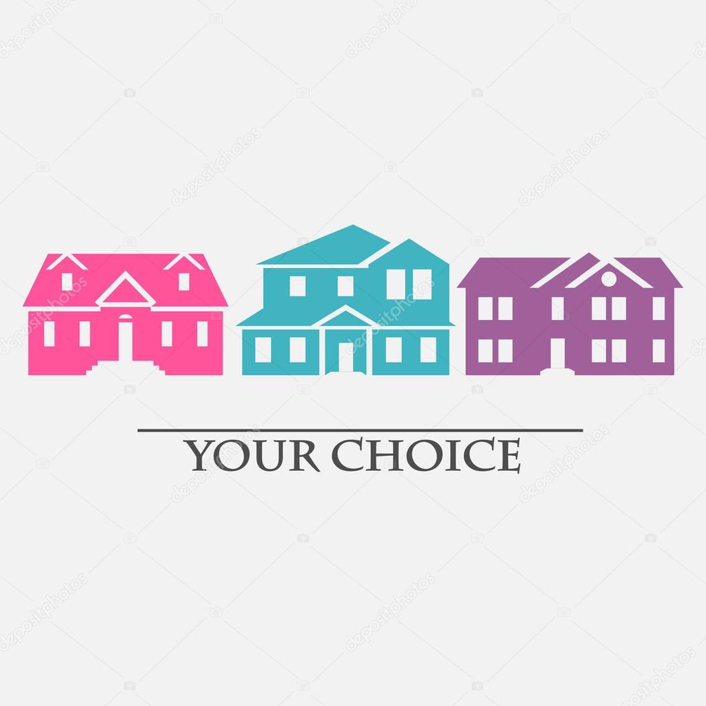 Vector illustration of color house set icon