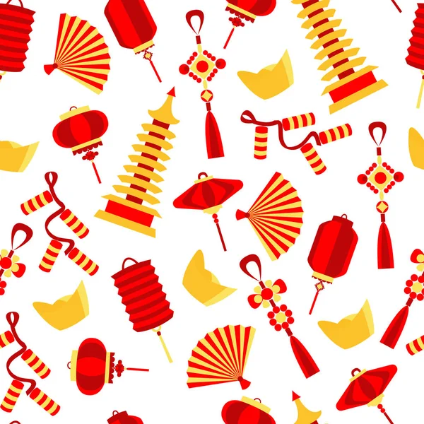 Patrón de costuras vectoriales de símbolo rojo chino — Vector de stock
