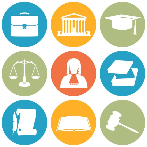 Vector illustration of law icons circle set — Stock Vector