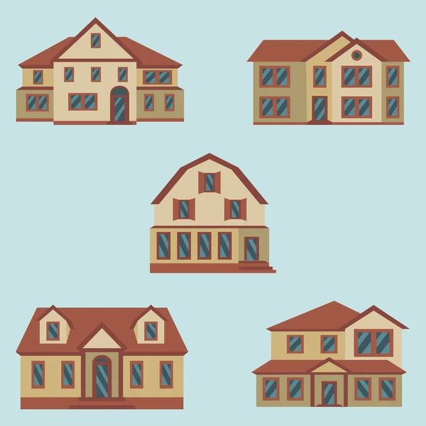 Ilustración vectorial de iconos de conjunto de casa de color — Archivo Imágenes Vectoriales