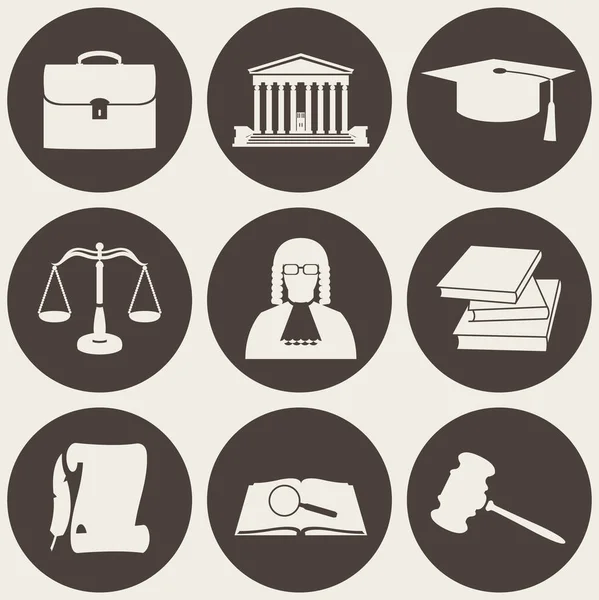 Vector illustration of law icons circle collection in flat style — Stock Vector