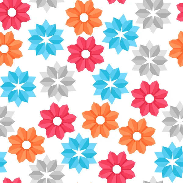 De naadloze patroon vector van papieren origami kleur bloemen — Stockvector