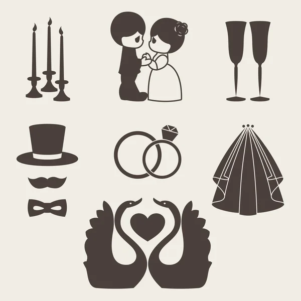Vector conjunto de feliz boda y San Valentín días — Archivo Imágenes Vectoriales