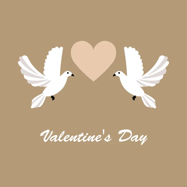Valentines day color background with heart and dove — Stock Vector