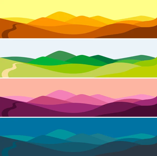 Günün zaman dağ manzara vektör çiziminde