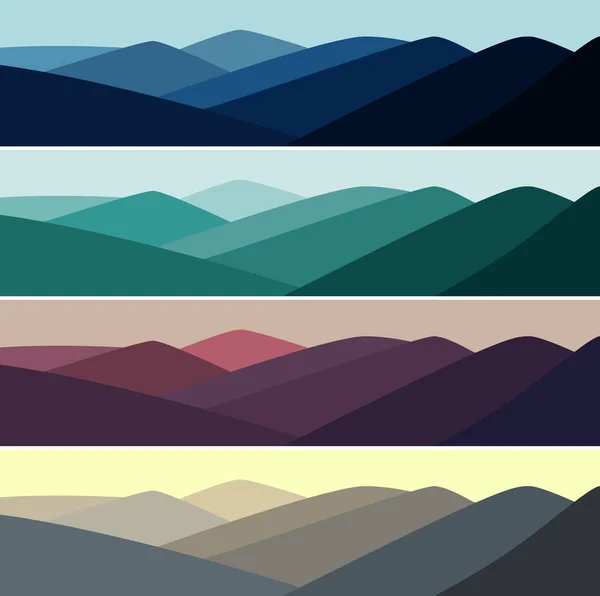 Ilustración vectorial del paisaje de montaña en el momento del día — Vector de stock